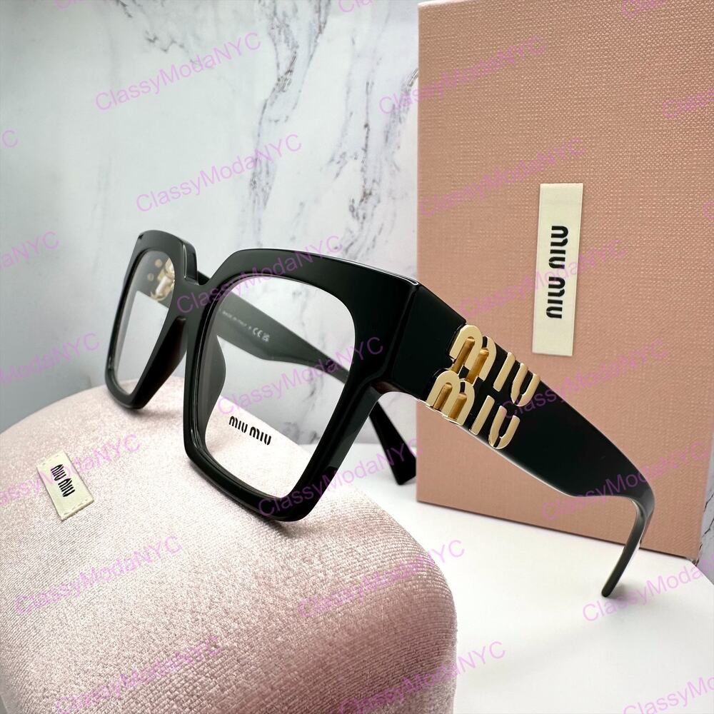 MIU MIU Womens Eyeglasses Black Square Full Rim frames 52-19mm Rx-able Womens